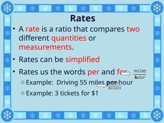 Different Rate Examples Ratio, Rates, and Proportions ........... | PPT