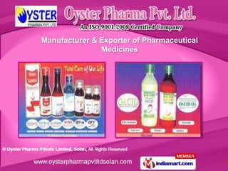 Manufacturer & Exporter of Pharmaceutical
               Medicines
 