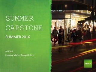 SUMMER
CAPSTONE
SUMMER 2016
Ali Knoll
Industry Market Analyst Intern
 