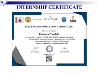 INTERNSHIP ON FULL STACK ON WEB DEVELOPMENT,HTML,CSS,JAVA SCRIPT | PPTX