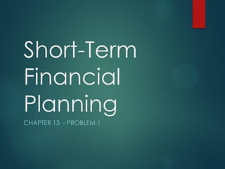 Short-Term
Financial
Planning
CHAPTER 13 - PROBLEM 1
 