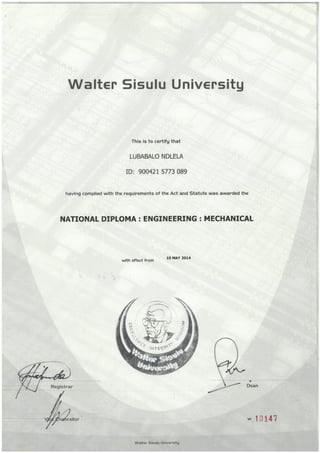 National Diploma Certificate