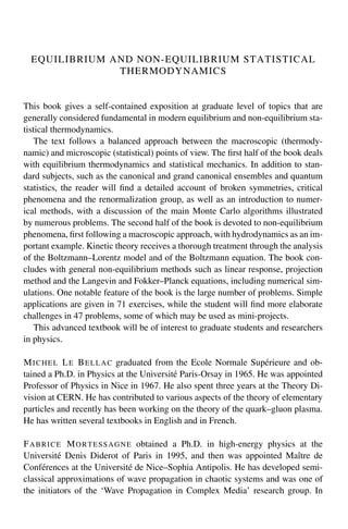Equilibrium And Nonequilibrium Statistical Thermodynamics Le Bellac M | PDF