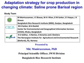 Adaptation strategy for crop production in changing climate: Saline-prone Barisal region