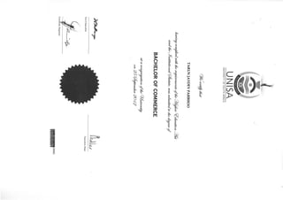 UNISA Degree certificate 2012