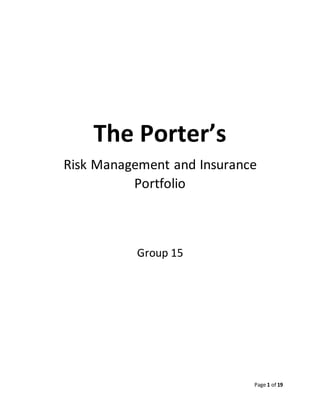 Page 1 of 19
The Porter’s
Risk Management and Insurance
Portfolio
Group 15
 