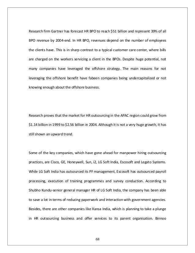 Dissertation on hr outsourcing services
