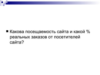 Какова посещаемость сайта и какой % реальных заказов от посетителей сайта? 