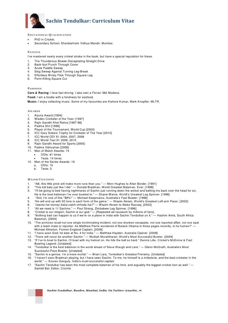 Cricket curriculum vitae image