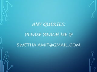 ANY QUERIES:
PLEASE REACH ME @
SWETHA.AMIT@GMAIL.COM
 