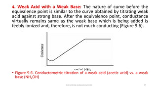 4. Weak Acid with a Weak Base: The nature of curve before the
equivalence point is similar to the curve obtained by titrat...