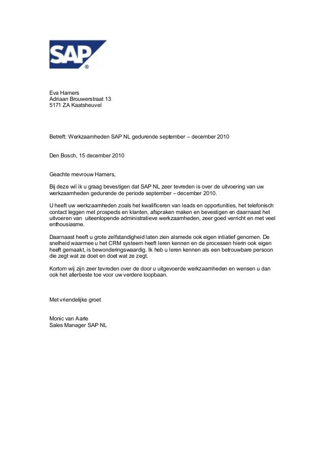Referentiebrief SAP