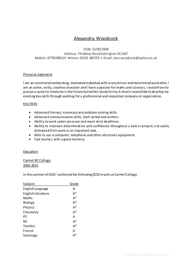 school leavers cv template under fontanacountryinn com school leaver resume template
