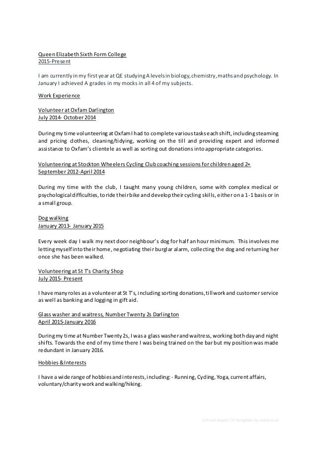school leaver resume exle cv alex school leaver resume exle cv alex