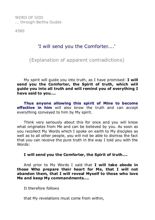 4580 I Will Send You The Comforter Explanation Of Apparent C