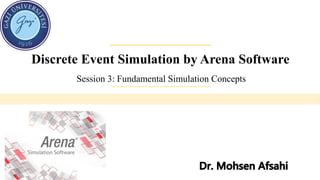 Discrete Event Simulation by Arena Software
Session 3: Fundamental Simulation Concepts
 