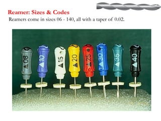 Reamer: Sizes & Codes
Reamers come in sizes 06 - 140, all with a taper of 0.02.
 