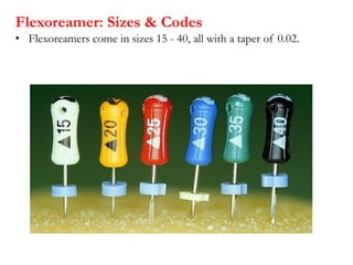 Flexoreamer: Sizes & Codes
• Flexoreamers come in sizes 15 - 40, all with a taper of 0.02.
 