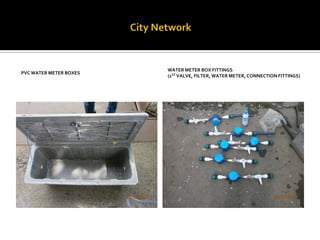 PVC WATER METER BOXES 
WATER METER BOX FITTINGS 
(1ST VALVE, FILTER, WATER METER, CONNECTION FITTINGS)  