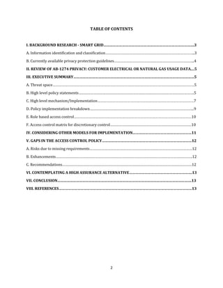2
TABLE OF CONTENTS
I. BACKGROUND RESEARCH - SMART GRID…………………………………………………………………………….3
A. Information identification and c...