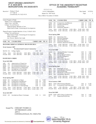 WVU Official Transcript | PDF
