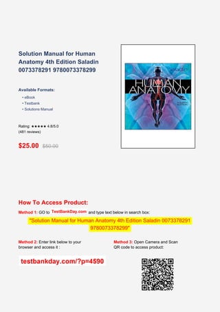 Human 481 Comprehensive Solution Manual for Human Anatomy 4th Edition by Saladin ...