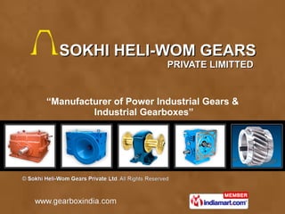SOKHI HELI-WOM GEARS PRIVATE LIMITTED  “ Manufacturer of Power Industrial Gears &  Industrial Gearboxes” 