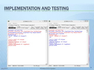 IMPLEMENTATION AND TESTING
July,2015
6
Wireless ECG System
 