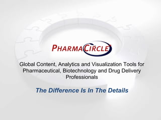 Global Content, Analytics and Visualization Tools for
Pharmaceutical, Biotechnology and Drug Delivery
Professionals
The Difference Is In The Details
 