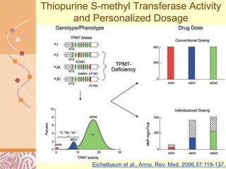 Doug Brutlag 2011
Thiopurine S-methyl Transferase Activity
and Personalized Dosage
Eichelbaum et al., Annu. Rev. Med. 2006...
