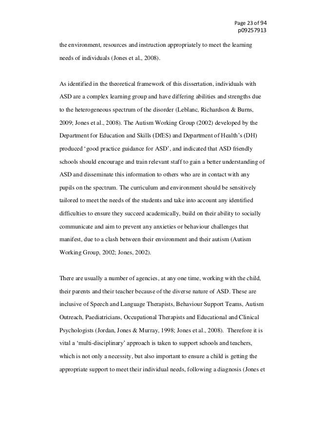 Dissertation on autism and inclusion