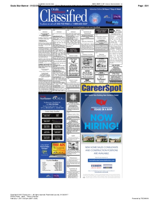 Jan 22 2017 Dr Horton Employment Ad