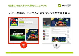 Conﬁdential
バナーが消え、アイコンとスプラッシュが⼤大きく表⽰示
7⽉月末にPlayストアPC版もリニューアル
4
新	
 旧	
 