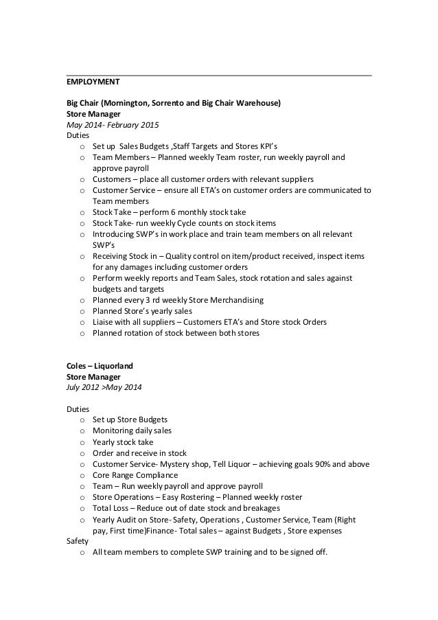 coles online resume twnctry