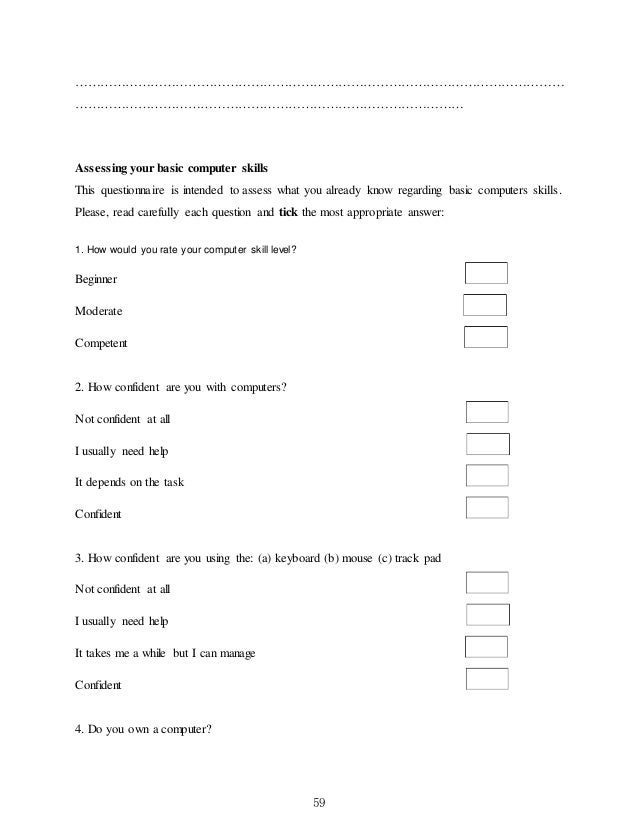 it skills assessment questionnaire