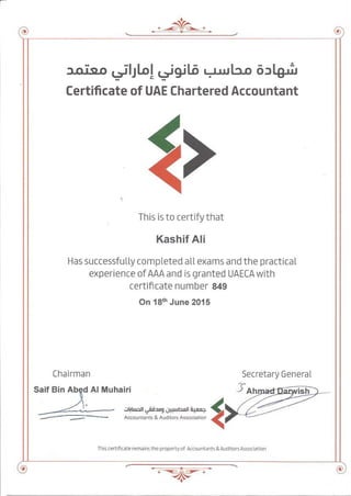Kashif UAECA Certificate