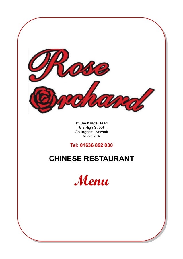 Rose Orchard Menu
