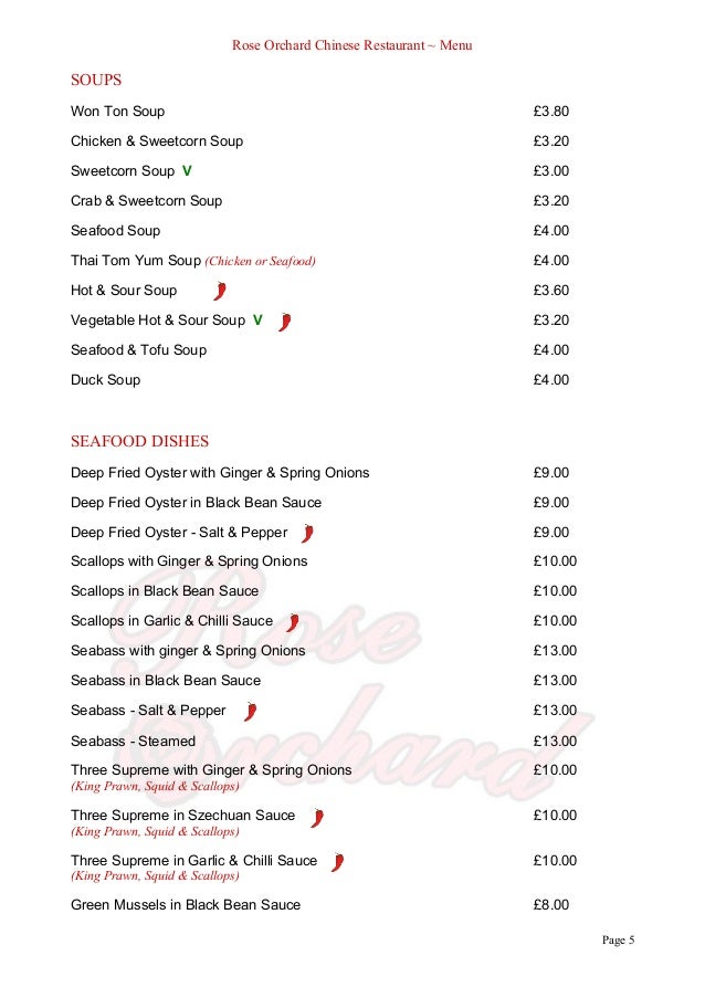 Orchard green menu