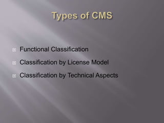  Functional Classification
 Classification by License Model
 Classification by Technical Aspects
 