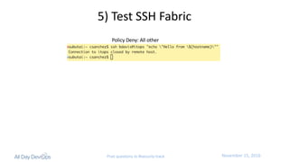 November	15,	2016Post questions to #security-track
5)	Test	SSH	Fabric
Policy	Deny:	All	other
 