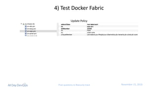 November	15,	2016Post questions to #security-track
4)	Test	Docker	Fabric
Update	Policy
 