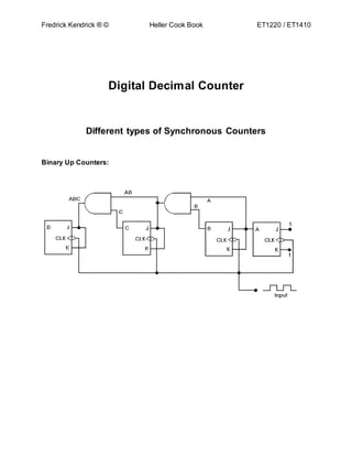 Fredrick Kendrick ® © Heller Cook Book ET1220 / ET1410
Digital Decimal Counter
Different types of Synchronous Counters
Binary Up Counters:
 