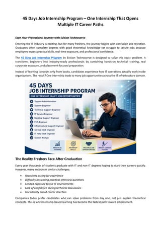 45 Days Job Internship Program – One Internship That Opens Multiple IT ...