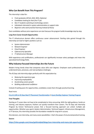 45 Days Job Internship Program – One Internship That Opens Multiple IT ...