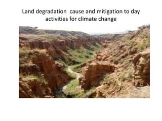 Land degradation cause and mitigation to day
activities for climate change
 