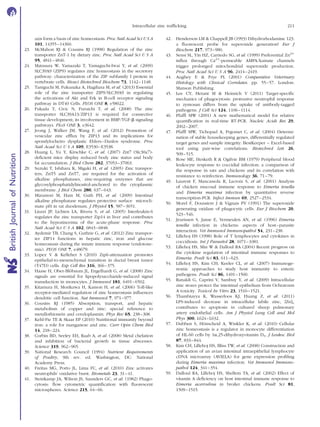 axis form a basis of zinc homeostasis. Proc Natl Acad Sci U S A
101, 14355–14360.
23. McMahon RJ & Cousins RJ (1998) Regulation of the zinc
transporter ZnT-1 by dietary zinc. Proc Natl Acad Sci U S A
95, 4841–4846.
24. Matsuura W, Yamazaki T, Yamaguchi-Iwai Y, et al. (2009)
SLC39A9 (ZIP9) regulates zinc homeostasis in the secretory
pathway: characterization of the ZIP subfamily I protein in
vertebrate cells. Biosci Biotechnol Biochem 73, 1142–1148.
25. Taniguchi M, Fukunaka A, Hagihara M, et al. (2013) Essential
role of the zinc transporter ZIP9/SLC39A9 in regulating
the activations of Akt and Erk in B-cell receptor signaling
pathway in DT40 Cells. PLOS ONE 8, e58022.
26. Fukada T, Civic N, Furuichi T, et al. (2008) The zinc
transporter SLC39A13/ZIP13 is required for connective
tissue development; its involvement in BMP/TGF-b signaling
pathways. PLoS ONE 3, e3642.
27. Jeong J, Walker JM, Wang F, et al. (2012) Promotion of
vesicular zinc efﬂux by ZIP13 and its implications for
spondylocheiro dysplastic Ehlers–Danlos syndrome. Proc
Natl Acad Sci U S A 109, E3530–E3538.
28. Huang L, Yu Y, Kirschke C, et al. (2007) Znt7 (Slc30a7)-
deﬁcient mice display reduced body zinc status and body
fat accumulation. J Biol Chem 282, 37053–37063.
29. Suzuki T, Ishihara K, Migaki H, et al. (2005) Zinc transpor-
ters, ZnT5 and ZnT7, are required for the activation of
alkaline phosphatases, zinc-requiring enzymes that are
glycosylphosphatidylinositol-anchored to the cytoplasmic
membrane. J Biol Chem 280, 637–643.
30. Mizumori M, Ham M, Guth PH, et al. (2009) Intestinal
alkaline phosphatase regulates protective surface microcli-
mate pH in rat duodenum. J Physiol 15, 587–3651.
31. Liuzzi JP, Lichten LA, Rivera S, et al. (2005) Interleukin-6
regulates the zinc transporter Zip14 in liver and contributes
to the hypozincemia of the acute-phase response. Proc
Natl Acad Sci U S A 102, 6843–6848.
32. Aydemir TB, Chang S, Guthrie G, et al. (2012) Zinc transpor-
ter ZIP14 functions in hepatic zinc, iron and glucose
homeostasis during the innate immune response (endotoxe-
mia). PLOS ONE 7, e48679.
33. Lopez V & Kelleher S (2010) Zip6-attenuation promotes
epithelial-to-mesenchymal transition in ductal breast tumor
(T47D) cells. Exp Cell Res 316, 366–375.
34. Haase H, Ober-Blo¨baum JL, Engelhardt G, et al. (2008) Zinc
signals are essential for lipopolysaccharide-induced signal
transduction in monocytes. J Immunol 181, 6491–6502.
35. Kitamura H, Morikawa H, Kamon H, et al. (2006) Toll-like
receptor-mediated regulation of zinc homeostasis inﬂuences
dendritic cell function. Nat Immunol 7, 971–977.
36. Cousins RJ (1985) Absorption, transport, and hepatic
metabolism of copper and zinc: special reference to
metallothionein and ceruloplasmin. Phys Rev 65, 238–308.
37. Kehl-Fie TE & Skaar EP (2010) Nutritional immunity beyond
iron: a role for manganese and zinc. Curr Opin Chem Biol
14, 218–224.
38. Corbin BD, Seeley EH, Raab A, et al. (2008) Metal chelation
and inhibition of bacterial growth in tissue abscesses.
Science 319, 962–965.
39. National Research Council (1994) Nutrient Requirements
of Poultry, 9th rev. ed. Washington, DC: National
Academy Press.
40. Freitas MG, Porto JL, Lima FC, et al. (2010) Zinc activates
neutrophils’ oxidative burst. Biometals 23, 31–41.
41. Steinkamp JA, Wilson JS, Saunders GC, et al. (1982) Phago-
cytosis: ﬂow cytometric quantiﬁcation with ﬂuorescent
microspheres. Science 215, 64–66.
42. Henderson LM & Chappell JB (1993) Dihydrorhodamine 123:
a ﬂuorescent probe for superoxide generation? Eur J
Biochem 217, 973–980.
43. Sensi SL, Yin HZ, Carriedo SG, et al. (1999) Preferential Zn2þ
inﬂux through Ca2þ
-permeable AMPA/kainate channels
trigger prolonged mitochondrial superoxide production.
Proc Natl Acad Sci U S A 96, 2414–2419.
44. Aughey E & Frye FL (2001) Comparative Veterinary
Histology with Clinical Correlates. pp. 55–57. London:
Manson Publishing.
45. Lee CY, Herant M & Heinrich V (2011) Target-speciﬁc
mechanics of phagocytosis: protrusive neutrophil response
to zymosan differs from the uptake of antibody-tagged
pathogens. J Cell Sci 124, 1106–1114.
46. Pfafﬂ MW (2001) A new mathematical model for relative
quantiﬁcation in real-time RT-PCR. Nucleic Acids Res 29,
2002–2007.
47. Pfafﬂ MW, Tichopad A, Prgomet C, et al. (2004) Determi-
nation of stable housekeeping genes, differentially regulated
target genes and sample integrity: BestKeeper – Excel-based
tool using pair-wise correlations. Biotechnol Lett 26,
509–515.
48. Rose ME, Hesketh R & Ogilvie BM (1979) Peripheral blood
leukocyte response to coccidial infection: a comparison of
the response in rats and chickens and its correlation with
resistance to reinfection. Immunology 36, 71–79.
49. Laurent F, Mancassola R, Lacroix S, et al. (2001) Analysis
of chicken mucosal immune response to Eimeria tenella
and Eimeria maxima infection by quantitative reverse
transcription-PCR. Infect Immun 69, 2527–2534.
50. Morel F, Doussiere J & Vignais PV (1991) The superoxide
generating oxidase of phagocytic cells. Eur J Biochem 20,
523–546.
51. Jeurissen S, Janse E, Vermeulen AN, et al. (1996) Eimeria
tenella infection in chickens: aspects of host–parasite
interaction. Vet Immunol Immunopathol 54, 231–238.
52. Lillehoj HS (1998) Role of T lymphocytes and cytokines in
coccidiosis. Int J Parasitol 28, 1071–1081.
53. Lillehoj HS, Min W & Dalloul RA (2004) Recent progress on
the cytokine regulation of intestinal immune responses to
Eimeria. Poult Sci 83, 611–623.
54. Lillehoj HS, Kim CH, Keeler CL, et al. (2007) Immunoge-
nomic approaches to study host immunity to enteric
pathogens. Poult Sci 86, 1491–1500.
55. Ranaldi G, Caprini V, Sambuy Y, et al. (2009) Intracellular
zinc stores protect the intestinal epithelium from Ochratoxin
A toxicity. Toxicol In Vitro 23, 1516–1521.
56. Thambiayya K, Wasserloos KJ, Huang Z, et al. (2011)
LPS-induced decrease in intracellular labile zinc, [Zn]i,
contributes to apoptosis in cultured sheep pulmonary
artery endothelial cells. Am J Physiol Lung Cell and Mol
Phys 300, L624–L632.
57. Dubben S, Ho¨nscheid A, Winkler K, et al. (2010) Cellular
zinc homeostasis is a regulator in monocyte differentiation
of HL-60 cells by 1a,25-dihydroxyvitamin D3. J Leukoc Biol
87, 833–844.
58. Kim CH, Lillehoj HS, Bliss TW, et al. (2008) Construction and
application of an avian intestinal intraepithelial lymphocyte
cDNA microarray (AVIELA) for gene expression proﬁling
during Eimeria maxima infection. Vet Immunol Immuno-
pathol 124, 341–354.
59. Dalloul RA, Lillehoj HS, Shellem TA, et al. (2002) Effect of
vitamin A deﬁciency on host intestinal immune response to
Eimeria acervulina in broiler chickens. Poult Sci 81,
1509–1515.
Intracellular zinc trafﬁcking 211
BritishJournalofNutrition
 