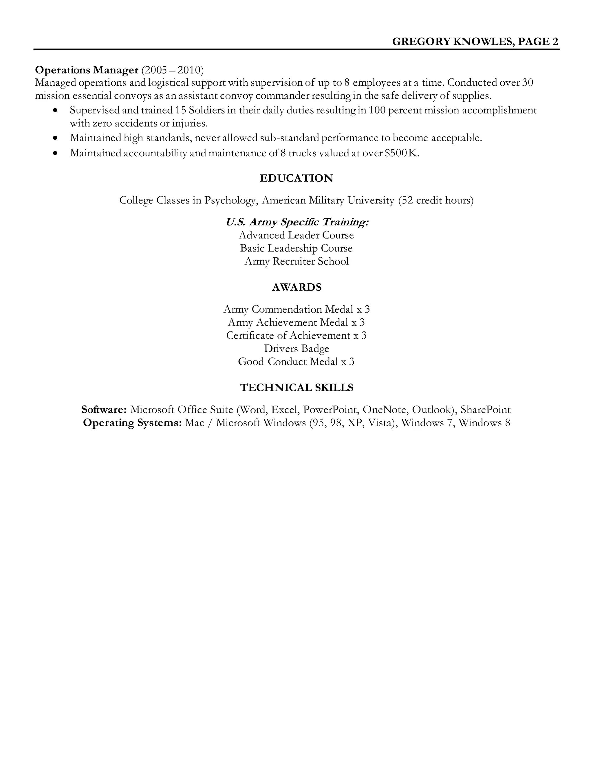 GREGORY KNOWLES RESUME PDF