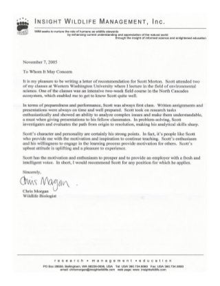 Letter of Recommendation - Western Washington University - Chris Morgan