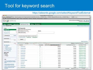 Tool for keyword search https://adwords.google.com/select/KeywordToolExternal 