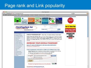 Page rank and Link popularity 
